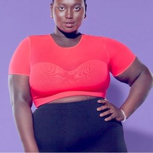 Yitty by Lizzo Mesh Me Smoothing Midi Top in Neon Pink Size XXL